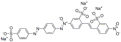 trisodium 2-[2-(4-nitro-2-sulphonatophenyl)vinyl]-5-[[4-[(4-sulphonatophenyl)azo]phenyl]-NNO-azoxy]benzenesulphonate 구조식 이미지