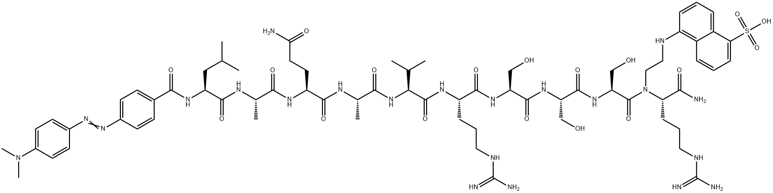 DABCYL-LEU-ALA-GLN-ALA-VAL-ARG-SER-SER-SER-ARG-EDANS 구조식 이미지