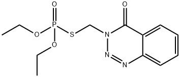 포스포로티오산O,O-디에틸S-[(4-옥소-1,2,3-벤조트리아진-3(4H)-일)메틸]에스테르 구조식 이미지