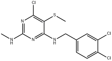 6-chloro-N~4~-(3,4-dichlorobenzyl)-N~2~-methyl-5-(methylsulfanyl)-2,4-pyrimidinediamine 구조식 이미지