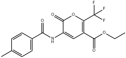 ethyl 3-[(4-methylbenzoyl)amino]-2-oxo-6-(trifluoromethyl)-2H-pyran-5-carboxylate Structure