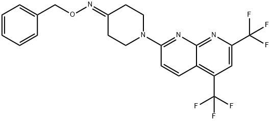 4-Piperidinone,1-[5,7-bis(trifluoromethyl)-1,8-naphthyridin-2-yl]-,O-(phenylmethyl)oxime(9CI) Structure