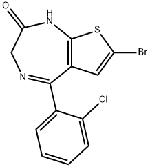 7-bromo-5-(2-chlorophenyl)-1,3-dihydro-2H-thieno(2,3-e)(1,4)diazepin-2-one 구조식 이미지
