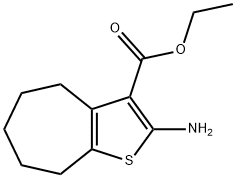에틸2-아미노-5,6,7,8-테트라하이드로-4H-사이클로헵타[B]티오펜-3-카르복실레이트 구조식 이미지