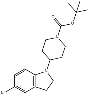 tert-butyl 4-(5-bromo-2,3-dihydro-1H-indol-1-yl)piperidine-1-carboxylate Structure