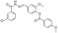 4-[2-(3-chlorobenzoyl)carbohydrazonoyl]-2-methoxyphenyl 4-methoxybenzoate 구조식 이미지