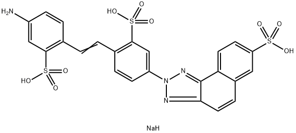 2H-Naphtho[1,2-d]triazole-5-sulfonic acid,2-[4-[2-(4-amino-2-sulfophenyl)ethenyl]-3-sulfophenyl]-,trisodium salt Structure