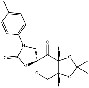 (3aR,5μS,7aR)-Dihydro-2,2-dimethyl-3μ-(4-methylphenyl)-spiro[6H-1,3-dioxolo[4,5-c]pyran-6,5μ-oxazolidine]-2μ,7(4H)-dione Structure