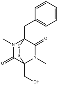 (-)-1-Hydroxymethyl-5,7-dimethyl-4-benzyl-2,3-dithia-5,7-diazabicyclo[2.2.2]octane-6,8-dione Structure