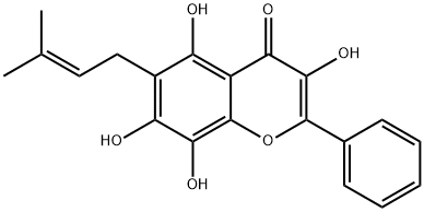 3,5,7,8-Tetrahydroxy-6-(3-methyl-2-butenyl)-2-phenyl-4H-1-benzopyran-4-one Structure