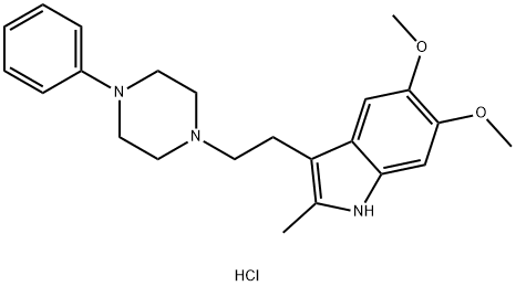 5,6-dimethoxy-2-methyl-3-[2-(4-phenyl-1-piperazinyl)ethyl]-1H-indole hydrochloride 구조식 이미지