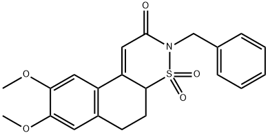 5,6-Dihydro-8,9-dimethoxy-3-(phenylmethyl)-3H-naphtho[1,2-e][1,2]thiazin-2(4aH)-one 4,4-dioxide Structure