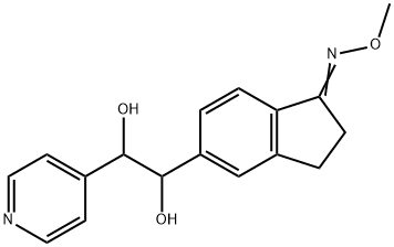 1H-Inden-1-one, 5-[1,2-dihydroxy-2-(4-pyridinyl)ethyl]-2,3-dihydro-, O-MethyloxiMe 구조식 이미지