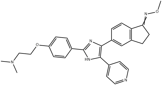 1H-Inden-1-one, 5-[2-[4-[2-(diMethylaMino)ethoxy]phenyl]-5-(4-pyridinyl)-1H-iMidazol-4-yl]-2,3-dihydro-, O-MethyloxiMe 구조식 이미지