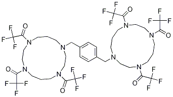 1-(4,8-bis-(2,2,2-trifluoroacetyl)-11-{4-[4,8,11-tris-(2,2,2-trifluoroacetyl)-1,4,8,11-tetraazacyclotetradec-1-ylMethyl]-benzyl}-1,4,8,11-tetraazacyclotetradec-1-yl)-2,2,2-trifluoroethanone 구조식 이미지