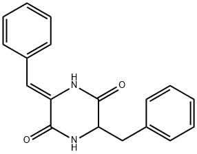 3-벤질-6-[(Z)-벤질리덴]-2,5-피페라진디온 구조식 이미지