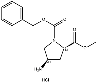 (2S, 4R)-4-amino-1-benzyloxycarbonyl-pyrrolidine-2-carboxylic acid-methyl ester hydrochloride 구조식 이미지