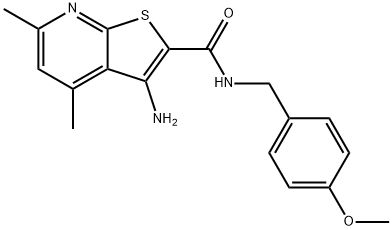 3-Amino-N-(4-methoxybenzyl)-4,6-dimethylthieno[2,3-b]pyridinecarboxamide Structure
