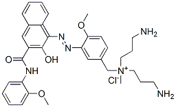 bis(3-aminopropyl)[3-[[2-hydroxy-3-[[(2-methoxyphenyl)amino]carbonyl]-1-naphthyl]azo]-4-methoxybenzyl]methylammonium chloride 구조식 이미지