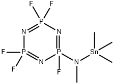 2,2,4,4,6-Pentafluoro-2,2,4,4,6,6-hexahydro-6-[methyl(trimethylstannyl)amino]-1,3,5,2,4,6-triazatriphosphorine Structure