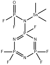 2-[(디플루오로포스피닐)(트리메틸스타닐)아미노]-2,4,4,6,6-펜타플루오로-2,2,4,4,6,6-헥사하이드로-1,3,5,2,4,6-트리아자트리포스포린 구조식 이미지