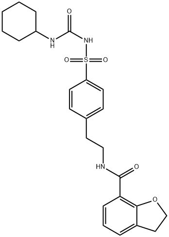 N-[[4-[2-[[(2,3-디하이드로벤조푸란-7-일)카르보닐]아미노]에틸]페닐]술포닐]-N'-시클로헥실우레아 구조식 이미지