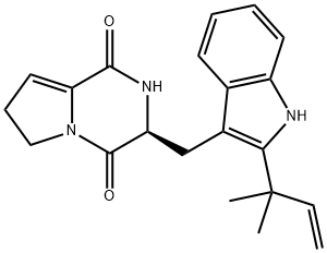 (3S)-3-[[2-(1,1-Dimethyl-2-propenyl)-1H-indol-3-yl]methyl]-6,7-dihydropyrrolo[1,2-a]pyrazine-1,4(2H,3H)-dione Structure