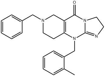 7-benzyl-10-(2-Methylbenzyl)-2,6,7,8,9,10-hexahydroiMidazo[1,2-a]pyrido[4,3-d]pyriMidin-5(3H)-one 구조식 이미지