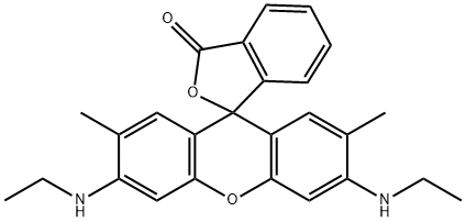 3',6'-bis(ethylamino)-2',7'-dimethylspiro[isobenzofuran-1(3H),9'-[9H]xanthene]-3-one 구조식 이미지