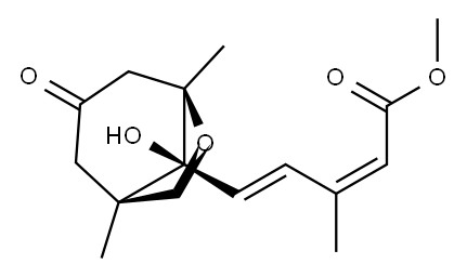 5-[(1R,5R,8S)-8-Hydroxy-1,5-dimethyl-3-oxo-6-oxabicyclo[3.2.1]octan-8-yl]-3-methyl-2,4-pentadienoic acid methyl ester Structure