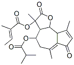 2-Methyl-2-butenoic acid 2,3,3a,4,5,7,9a,9b-octahydro-3,6,9-trimethyl-4-(2-methyl-1-oxopropoxy)-2,7-dioxoazuleno[4,5-b]furan-3-yl ester 구조식 이미지