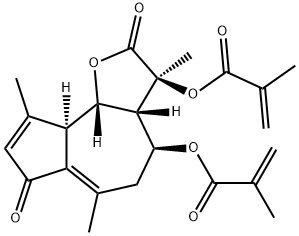 Bis(2-methylpropenoic acid)2,3,3a,4,5,7,9a,9b-octahydro-3,6,9-trimethyl-2,7-dioxoazuleno[4,5-b]furan-3,4-diyl ester 구조식 이미지