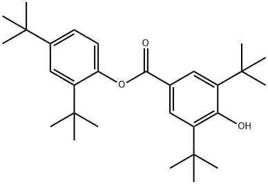 2,4-디-tert-부틸페닐3,5-디-tert-부틸-4-하이드록시벤조에이트 구조식 이미지