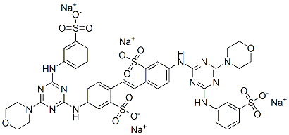 tetrasodium 4,4'-bis[[4-morpholino-6-[(3-sulphonatophenyl)amino]-1,3,5-triazin-2-yl]amino]stilbene-2,2'-disulphonate 구조식 이미지