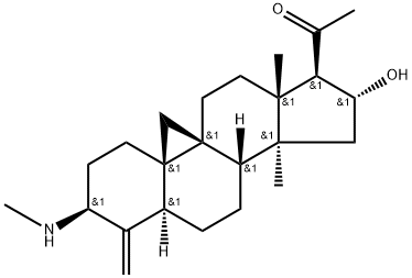 16α-Hydroxy-14-methyl-3β-methylamino-4-methylene-9,19-cyclo-5α-pregnan-20-one 구조식 이미지