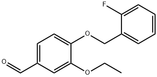 3-ETHOXY-4-(2-FLUORO-BENZYLOXY)-BENZALDEHYDE 구조식 이미지