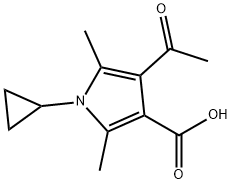 4-ACETYL-1-CYCLOPROPYL-2,5-DIMETHYL-1H-PYRROLE-3-CARBOXYLIC ACID 구조식 이미지