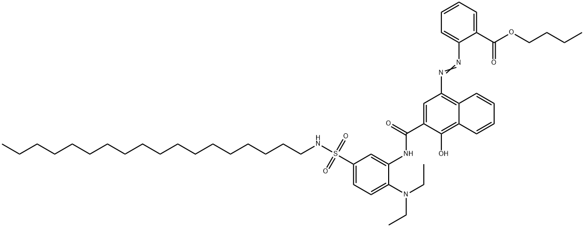 butyl 2-[[3-[[[2-(diethylamino)-5-[(octadecylamino)sulphonyl]phenyl]amino]carbonyl]-4-hydroxy-1-naphthyl]azo]benzoate 구조식 이미지