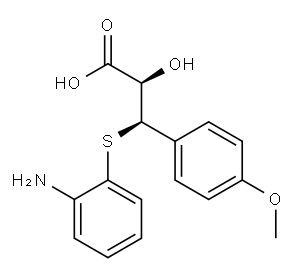 [R-(R*,R*)]-3-[(o-aminophenyl)thio]-3-(p-methoxyphenyl)lactic acid Structure