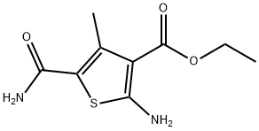 2-아미노-5-카바모일-4-메틸-티오펜-3-카복실산에틸에스테르 구조식 이미지