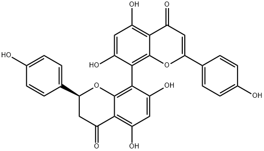 (2S)-2,3-Dihydro-5,5',7,7'-tetrahydroxy-2,2'-bis(4-hydroxyphenyl)-8,8'-bi[4H-1-benzopyran-4-one] Structure