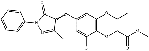 2-[2-Chloro-4-[(1,5-dihydro-3-methyl-5-oxo-1-phenyl-4H-pyrazol-4-ylidene)methyl]-6-ethoxyphenoxy]aceticacidmethylester Structure
