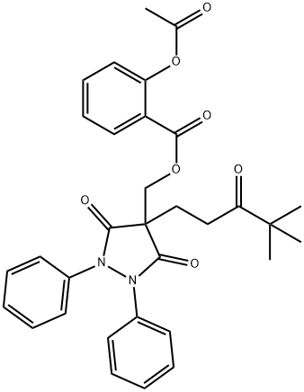벤조산,2-(아세틸옥시)-,(4-(4,4-디메틸-3-옥소펜틸)-3,5-디옥소-1,2-디페닐-4-피라졸리디닐)메틸에스테르 구조식 이미지