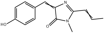 4H-Imidazol-4-one,  3,5-dihydro-5-[(4-hydroxyphenyl)methylene]-3-methyl-2-(1-propen-1-yl)- 구조식 이미지