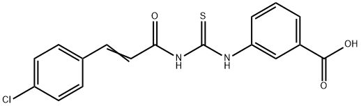 3-[[[[3-(4-CHLOROPHENYL)-1-OXO-2-PROPENYL]AMINO]THIOXOMETHYL]AMINO]-BENZOIC ACID 구조식 이미지