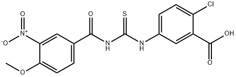 2-CHLORO-5-[[[(4-METHOXY-3-NITROBENZOYL)AMINO]THIOXOMETHYL]AMINO]-벤조산 구조식 이미지