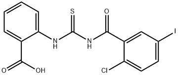 2-[[[(2-CHLORO-5-IODOBENZOYL)AMINO]THIOXOMETHYL]AMINO]-BENZOIC ACID Structure