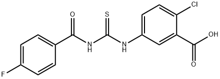 2-CHLORO-5-[[[(4-FLUOROBENZOYL)AMINO]THIOXOMETHYL]AMINO]-BENZOIC ACID Structure