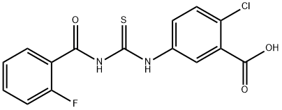 2-CHLORO-5-[[[(2-FLUOROBENZOYL)AMINO]THIOXOMETHYL]AMINO]-BENZOIC ACID Structure