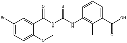 3-[[[(5-BROMO-2-METHOXYBENZOYL)AMINO]THIOXOMETHYL]AMINO]-2-METHYL-BENZOIC ACID Structure